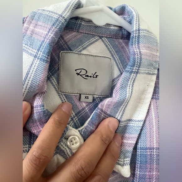 Rails Hunter Button Down Top White Lavender Blue - Picture 5 of 6